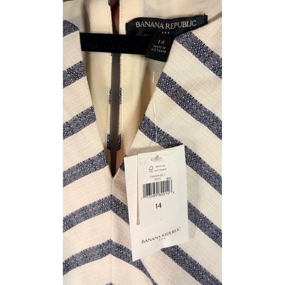 Banana Republic Womens Striped Sleeveless Sheath Dress Size 14 Halter V Neck NWT - Picture 4 of 7
